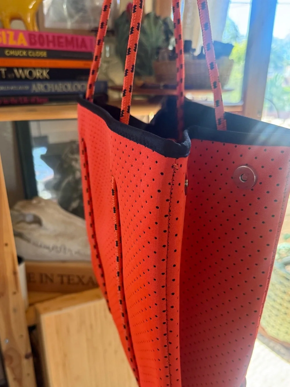 New 15” Orange Neoprene waterproof Tote beach pool Bag with Zip Pouch